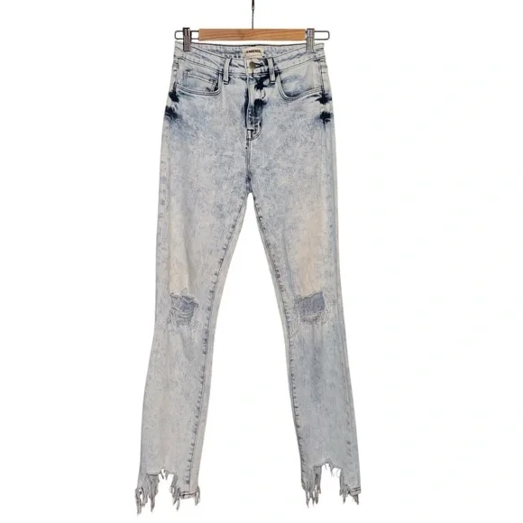 L'AGENCE High Line Skinny Jeans Calypso Distressed Destructed Acid Wash Size 25 - Picture 6 of 16